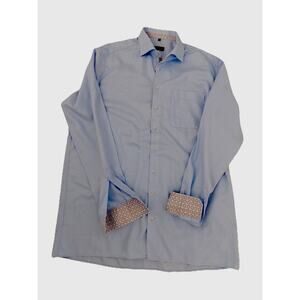 Eterna mens shirt blue button front long sleeve size 44 17.5